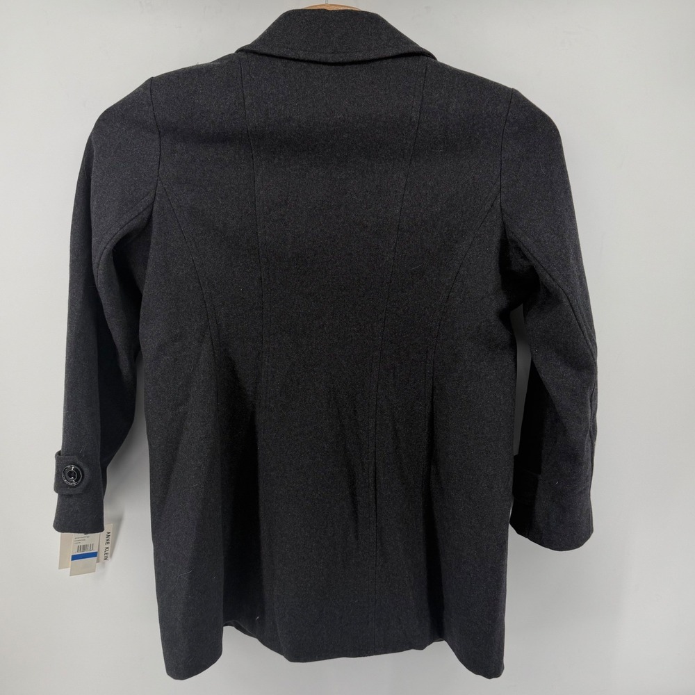 Anne Klein Pea Coat Women XL XLarge Charcoal Grey New Wool Blend Double Breasted - Picture 2 of 9